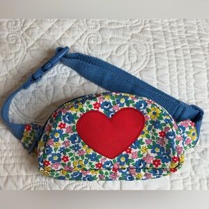 Mini Boden Floral Kids Belt Bag with Red Heart Appliqué Crossbody